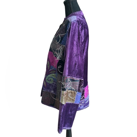 Vintage Flashback Women's Jacket Whimsigoth Witchy Velvet Patchwork Size M - Picture 5 of 9